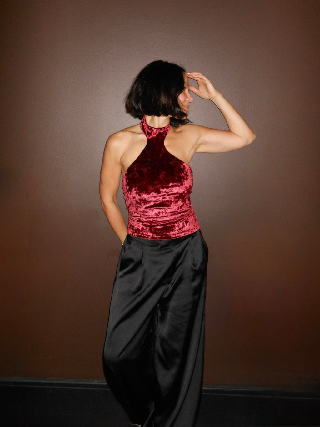 Burgundy Velvet Top