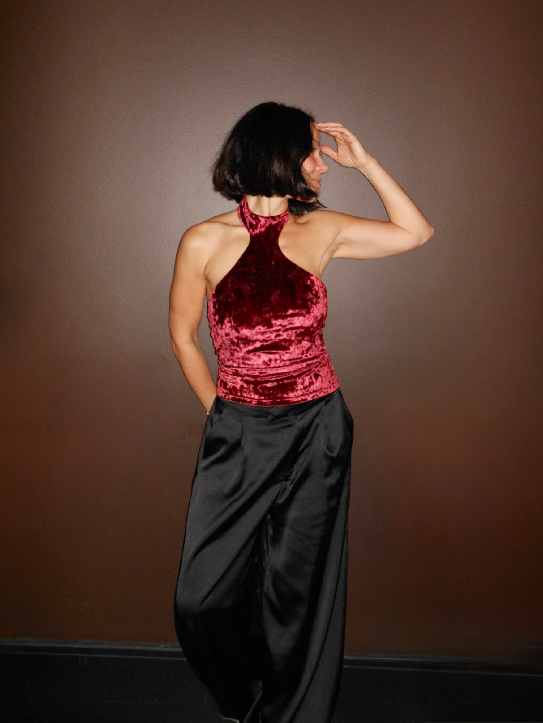 Burgundy Velvet Top